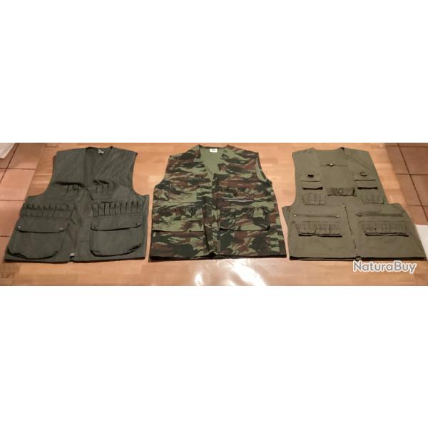 Lot de 3 Gilets de chasse cartouchires gibecires