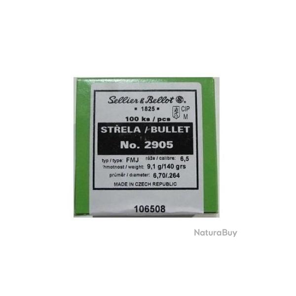 Ogives Sellier & Bellot 6,5mm N°2905 140grs x100