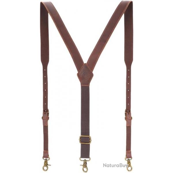 Bretelles Tourbon Homme en Cuir Vritable - Forme Y, 3 cm Large, Marron, Taille Unique