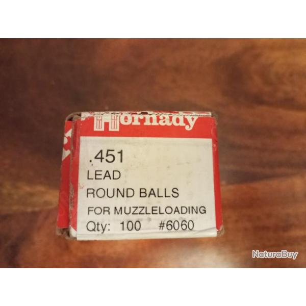 60 balles rondes Hornady calibre 451