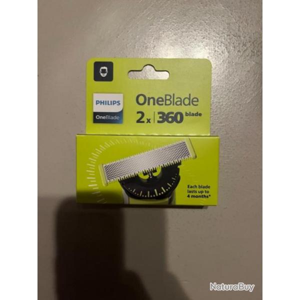 Pack 2 Lames PHILIPS OneBlade 360 Recharge 2 lames Recharges Rasoir Lot Ttes One Blade Original