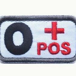 Patch Groupe sanguin O+ Blanc velcro - Livraison gratuite