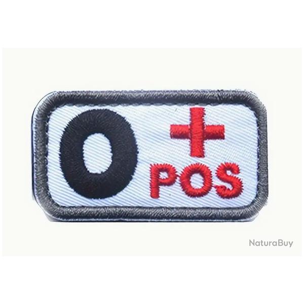 Patch Groupe sanguin O+ Blanc velcro - Livraison gratuite