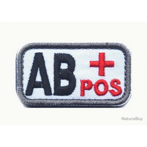 Patch Groupe sanguin AB+ Blanc velcro - Livraison gratuite