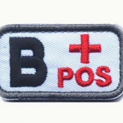 Patch Groupe sanguin B+ Blanc velcro - Livraison gratuite