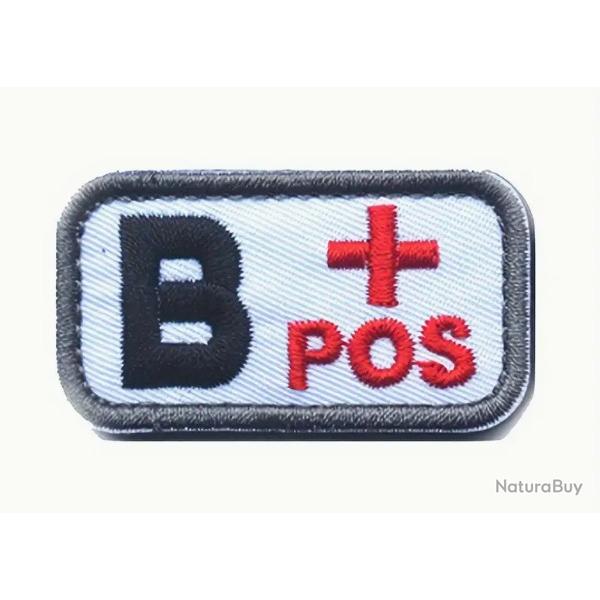 Patch Groupe sanguin B+ Blanc velcro - Livraison gratuite