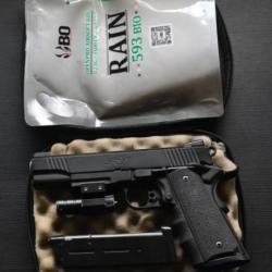 Kimber colt 1911 realistic Custom airsoft 6mm gaz blowback + box + silencer kit + ammo +laser dot