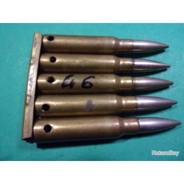 5 munitions 7,5x54 du 4-46/clip ( 4-46 TE C) tui laiton, balle blinde, neutralises