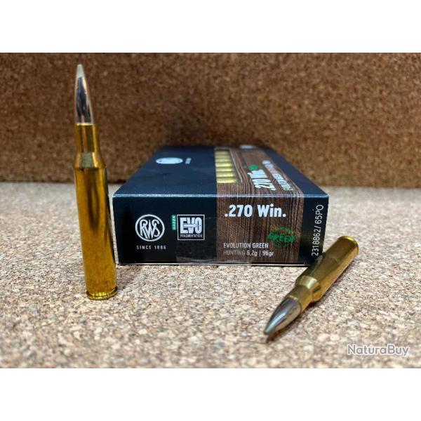 2BOITE DE MUNITIONS RWS CAL:270 WIN EVO GREEN 6.2gr