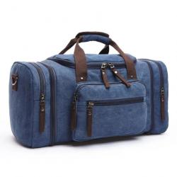 Sac de Voyage Grande Capacité Sac de Sport 40l avec Bandoulière Multiples Poches Bleu