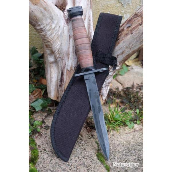 Couteau Baonnette USM4 PAL WWII M3 Trench Knife Army Rangers Ops Lame Acier Carbone Manche Cuir