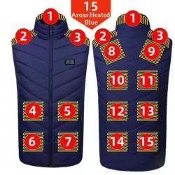 Gilet chauffant 15 Zones de Chauffage 3 couleurs disponibles bleu