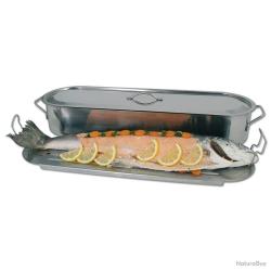 Poissonnière acier inoxydable, couvercle et grille 60 cm