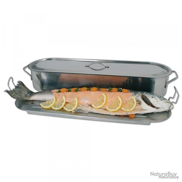 Poissonnire acier inoxydable, couvercle et grille 60 cm