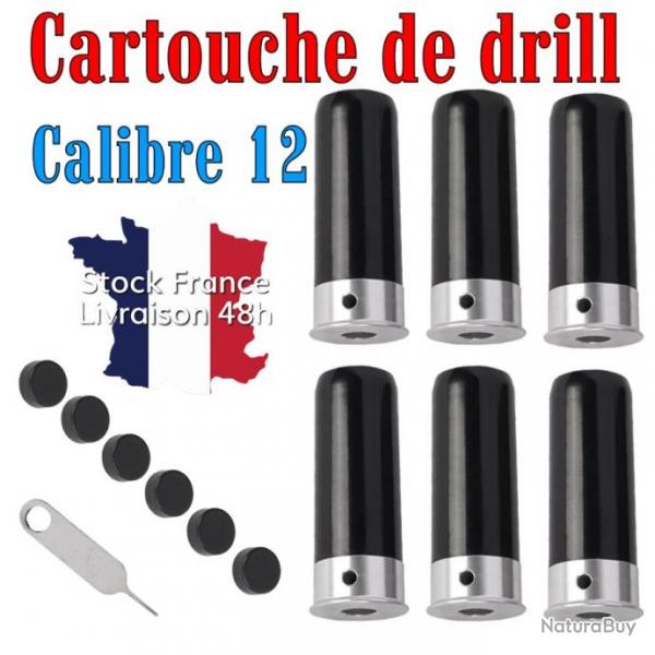 Cartouche d'entrainement drill calibre 12 noir - Stock France