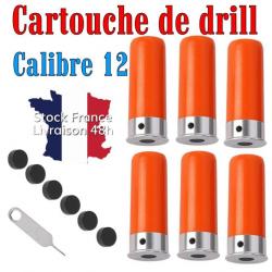 Cartouche d'entrainement drill calibre 12 orange - Stock France