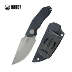 Couteau Fixe Kubey Basilisk Black Lame Acier 14C28N Manche G10 Noir Étui Kydex KUB381A