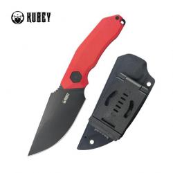 Couteau Fixe Kubey Basilisk Red Lame Acier 14C28N Manche G10 Étui Kydex KUB381B