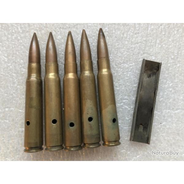 Cartouches neutralises mauser 7.92 sur lame chargeur (M.55)