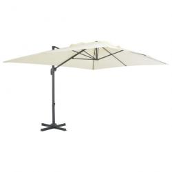 Parasol meuble de jardin en porte-à-faux avec mât en aluminium 400 x 300 cm sable 02_0008618