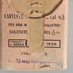 Boite de 18 munitions 6.5 Carcano de 1936, avec 3 clips