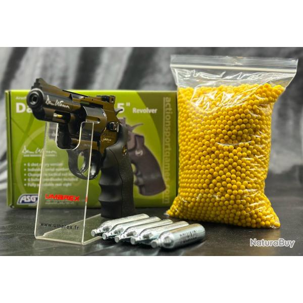 Pack Prêt A Tirer REVOLVER "DAN WESSON 2.5'' - Noir - Cal 6mm - CO2