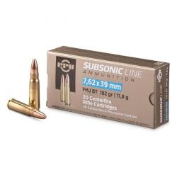 Cartouches PPU 7,62x39 SUBSONIC 182gr FMJ BT par 20