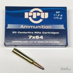 Cartouches PPU 7x64 SP 173grs - Boite de 20 unités