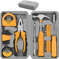 Kit d'Outils DIY 24pc Jaune. Petite Boîte à Outils Idéale pour Débutants, pour la Maison & le Bureau