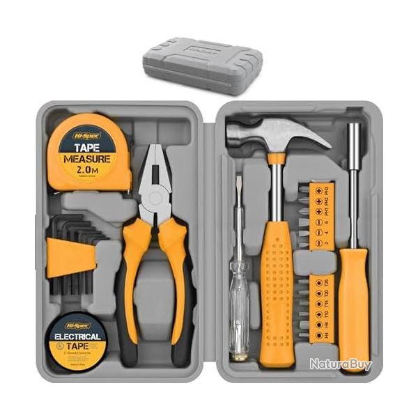 Kit d'Outils DIY 24pc Jaune. Petite Bote  Outils Idale pour Dbutants, pour la Maison & le Bureau