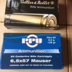 Vends1 lot  douilles  6,5 x 57 - 7 boîtes de 20 marque PPU et 1 boîte de 20 marque Sellier-Bellot