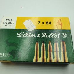 OCCASION - 14 MUNITIONS SELLIER BELLOT 7X64 - 140 grains FMJ - REF 1