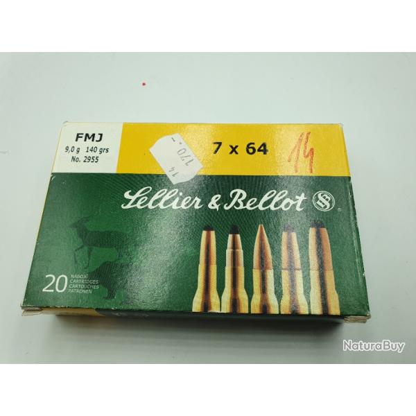 OCCASION - 14 MUNITIONS SELLIER BELLOT 7X64 - 140 grains FMJ - REF 1