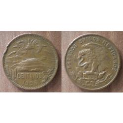 Mexique 20 Centavos 1956 Aigle Piece Pesos Centavo