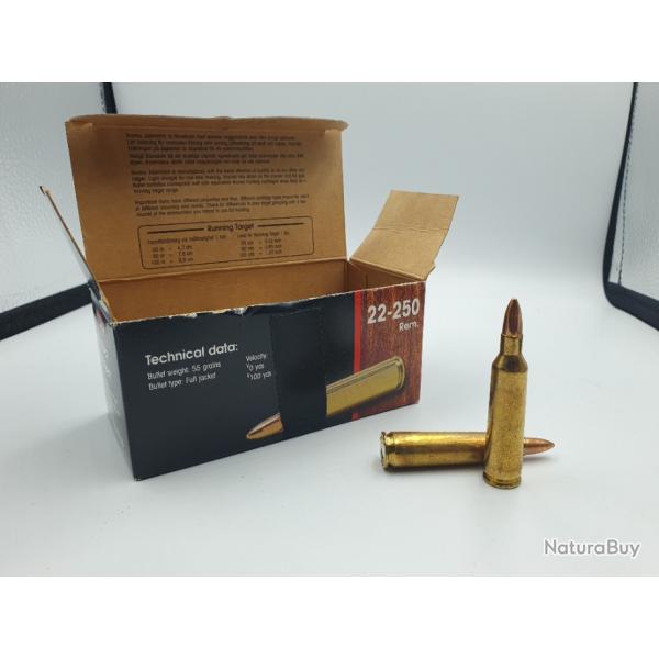 OCCASION - 55 MUNITIONS NORMA  CAL.22-250 REM - 55GR - FULL JACKET