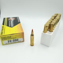 OCCASION - 20 MUNITIONS BLACK HILLS CAL.22-250 REM - 50GR