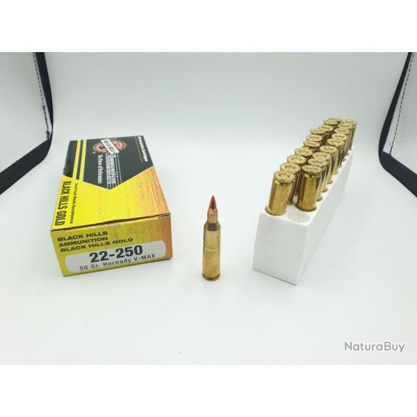 OCCASION - 20 MUNITIONS BLACK HILLS CAL.22-250 REM - 50GR