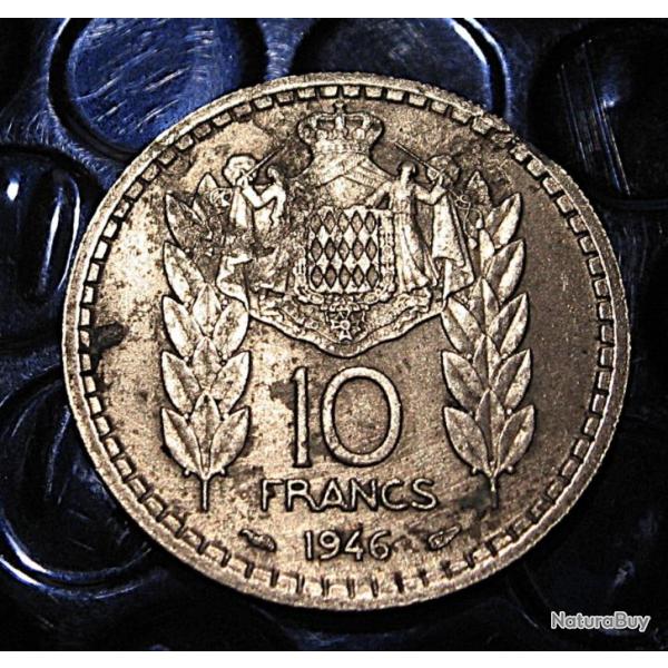 MONACO  LOUIS II piece de 10 francs turin 1946 tb+