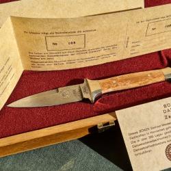 Magnifique et Rare Poignard Boker 1988 Damas Os Girafe Limité Old Vintage Knife