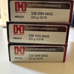 Lot / destockage / 60 munitions / 3 boîtes de Hornady SST calibre 338 win 225 gr neuves