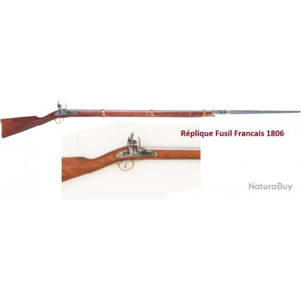 Rplique  Fusil francai  1806 avec baionette Crosse Bois pour reconstitution