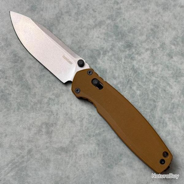 Couteau Pliant Kershaw Broadside Tan Lame Acier D2 Manche G-10 DuraLock Clip IKBS KS2052