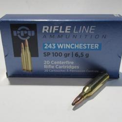 20 boites neuve de 20 cartouches Partizan  de calibre 243 Winchester, 100 grains , SP