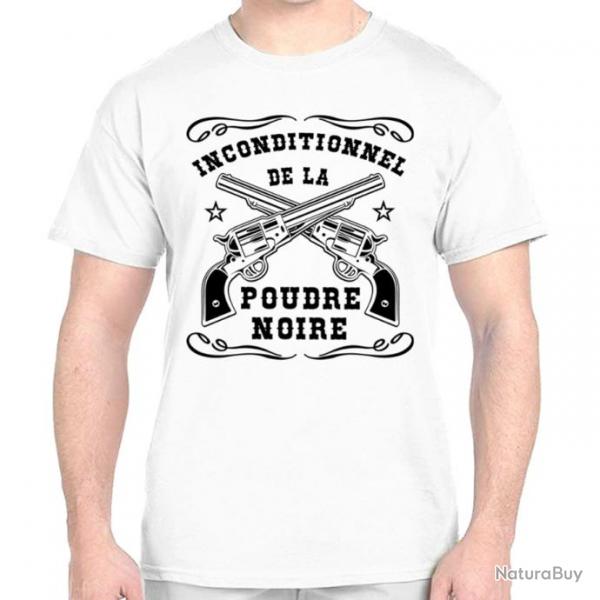 TEE SHIRT - INCONDITIONNEL DE LA POUDRE NOIRE - tir PNF2 revolver calibre .36 .44 .45 Colt Remington