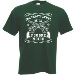 TEE SHIRT - INCONDITIONNEL DE LA POUDRE NOIRE - revolver PNF2 tir calibre .36 .44 .45 Remington Colt