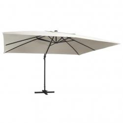 Parasol déporté avec lumières led aluminium 400 x 300 cm sable 02_0008451