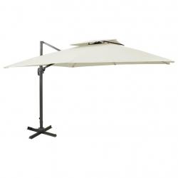 Parasol déporté à double toit 300 x 300 cm sable 02_0008560