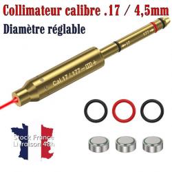 Collimateur laser ajustable à mettre en bout de canon calibre 17 HMR et 4.5mm - Stock France