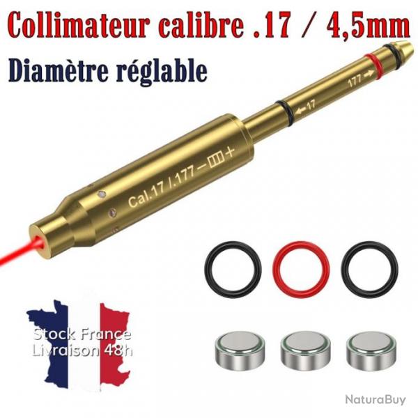 Collimateur laser ajustable  mettre en bout de canon calibre 17 HMR et 4.5mm - Stock France