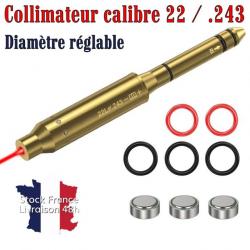 Collimateur laser ajustable à mettre en bout de canon calibre 22, 223 et 243 - Stock France